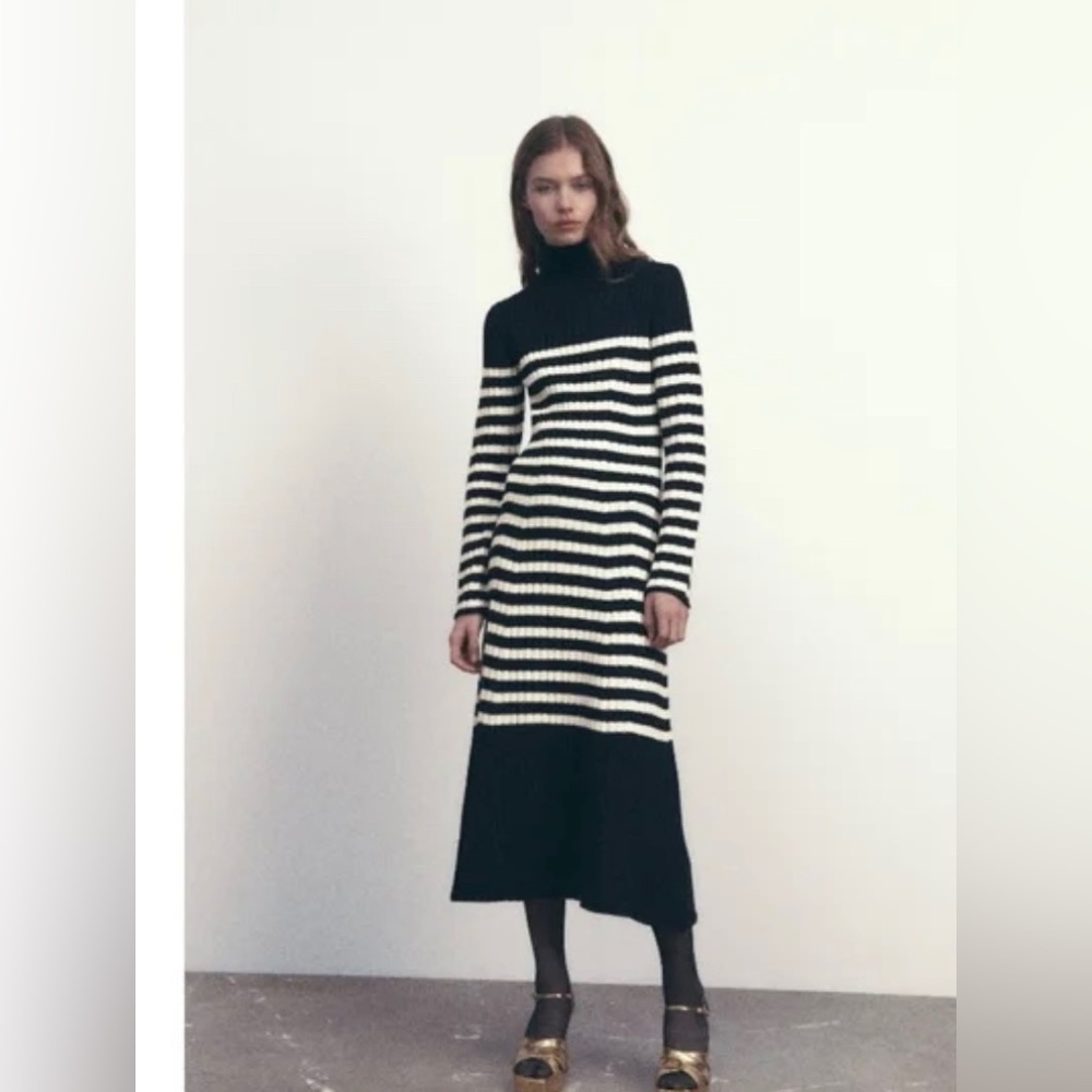 Zara Wool Blend stripe knit dress